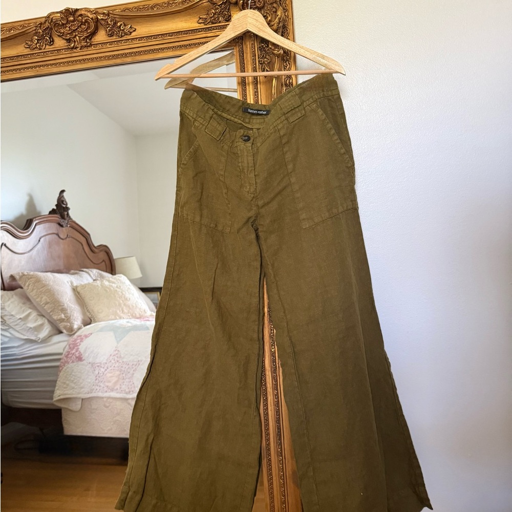 Olive Hannes Roether 100% Linen Pants